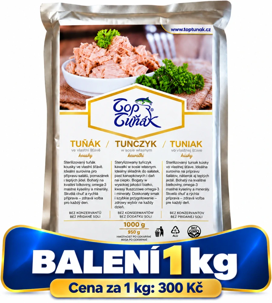 Tuňák kousky ve slunečnicovém oleji TOPTUŇÁK (1x1000g)